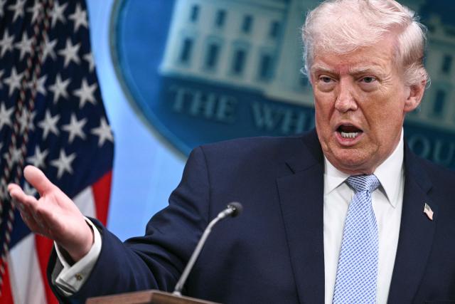 US President Donald Trump speaks about the conflict in Iran in the James S. Brady Press Briefing Room of the White House on April 6, 2026, in Washington, DC. (Photo by Brendan SMIALOWSKI / AFP)