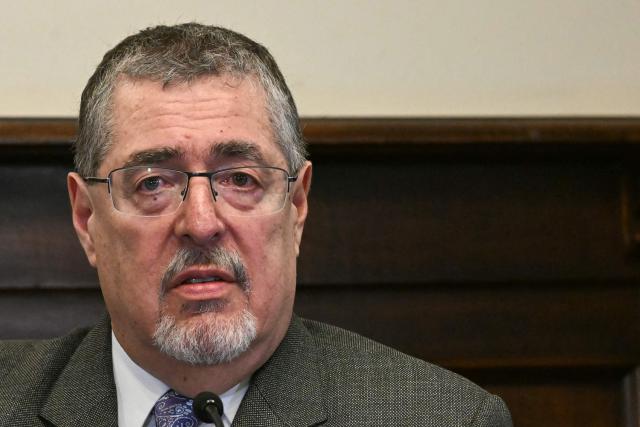 Guatemala's President Bernardo Arevalo speaks during a press conference at the Culture Palace in Guatemala City on April 6, 2026. (Photo by JOHAN ORDONEZ / AFP)