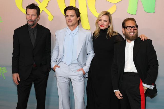 (From L) Canadian actor Keanu Reeves, US actor Matt Bomer, US actress Cameron Diaz and US actor Jonah Hill attends the premiere of Apple TV's "Outcome" in New York, on April 6, 2026. (Photo by ANGELA WEISS / AFP)