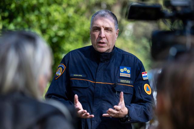Davor Laura, head of the Croatian Mine Action Centre, speaks to a journalist in Zagreb, on March 25, 2026. More than 30 years after the independence war, that left behind around 107,000 landmines and 470,000 unexploded ordnances, Croatia is declared mine-free, a historic milestone for the country. (Photo by MARKO PERKOV / AFP)