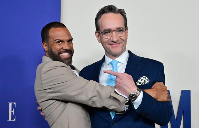British actors O-T Fagbenle and Matthew Macfadyen attend the premiere of Peacock's "The Miniature Wife" at the DGA Theater in Los Angeles, on April 6, 2026. (Photo by Frederic J. BROWN / AFP)