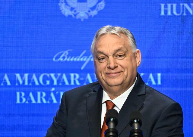 Hungarian Prime Minister Viktor Orban smiles during a joint press conference with the US Vice President (unseen) in Budapest, Hungary, April 7, 2026. US Vice President JD Vance arrived in Hungary to deliver the US President's support to his ally, nationalist Prime Minister Viktor Orban, ahead of tightly contested parliamentary elections scheduled for April 12, 2026. (Photo by Attila KISBENEDEK / AFP)