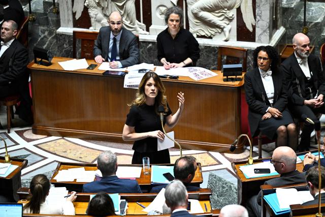 France's Government Spokesperson and junior Minister for Energy and Digital economy Maud Bregeon answers during a session of questions to the government at The National Assembly, France's lower house of parliament in Paris on April 7, 2026. (Photo by JULIEN DE ROSA / AFP)
