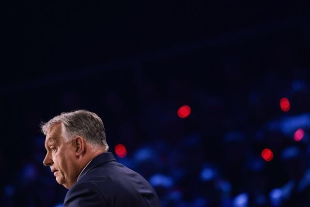 Hungarian Prime Minister Viktor Orban speaks at a rally supported by US Vice President JD Vance (not in picture) at the MTK Sportpark in Budapest on April 7, 2026. US Vice President JD Vance is in Hungary to deliver the US President's support to his ally, nationalist Prime Minister Viktor Orban, ahead of tightly contested parliamentary elections scheduled for April 12, 2026. (Photo by Jonathan Ernst / POOL / AFP)
