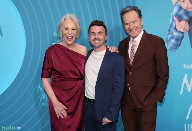 (L/R) Actors Jane Kaczmarek, Bryan Cranston and Frankie Muniz attend Hulu's "Malcolm in the Middle: Life's Still Unfair" premiere at the DGA theater in New York on April 7, 2026. (Photo by ANGELA WEISS / AFP)