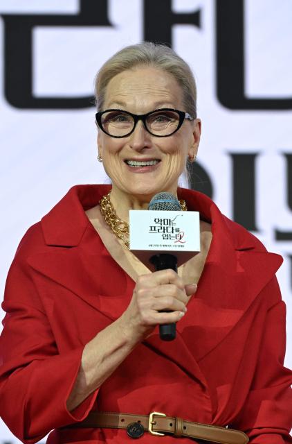 US actress Meryl Streep speaks during a press conference to promote the film "The Devil Wears Prada 2" in Seoul on April 8, 2026. (Photo by Jung Yeon-je / AFP)