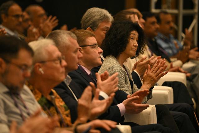 Foreign delegates attend the inaugural ceremony of an international conference on “Spacecraft Mission Operations” SMOPS-2026, in Bengaluru on April 8, 2026. (Photo by Idrees MOHAMMED / AFP)