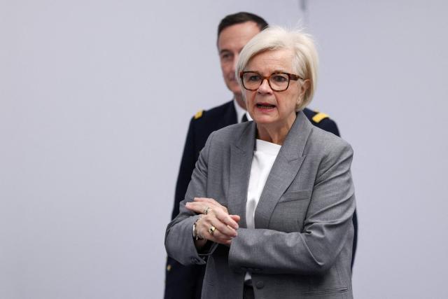 France's Defence Minister Catherine Vautrin arrives at the national defence council meeting on Middle East war at The Elysee Presidential Palace in Paris on April 8, 2026. French nationals, who spent more than three years in an Iranian prison on espionage charges, headed home from the war-stricken country on April, 7, 2026 Macron said. (Photo by Tom Nicholson / POOL / AFP)