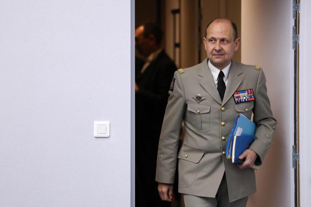 Chief of the Military Staff of the President of the Republic Vincent Giraud arrives at the national defence council meeting on Middle East war at The Elysee Presidential Palace in Paris on April 8, 2026. French nationals, who spent more than three years in an Iranian prison on espionage charges, headed home from the war-stricken country on April, 7, 2026 Macron said. (Photo by Tom Nicholson / POOL / AFP)