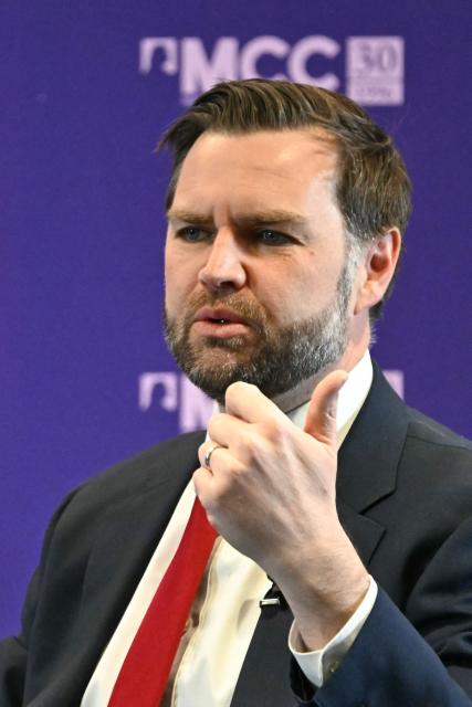 US Vice President JD Vance speaks at the Mathias Corvinus Collegium in Budapest on April 8, 2026, on the second day of his visit to Hungary. (Photo by Attila KISBENEDEK / AFP)