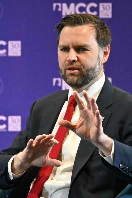 US Vice President JD Vance speaks at the Mathias Corvinus Collegium in Budapest on April 8, 2026, on the second day of his visit to Hungary. (Photo by Attila KISBENEDEK / AFP)