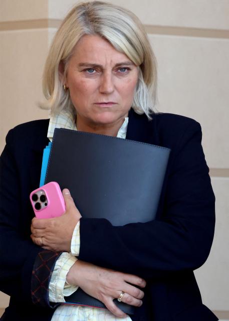 France's Health Minister Stephanie Rist looks on as she leaves the weekly cabinet meeting at the Elysee Palace in Paris on April 8, 2026. (Photo by Ludovic MARIN / AFP)