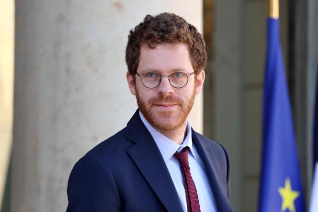 France’s junior Minister for Public Accounts David Amiel leaves the weekly cabinet meeting at the Elysee Palace in Paris on April 8, 2026. (Photo by Ludovic MARIN / AFP)