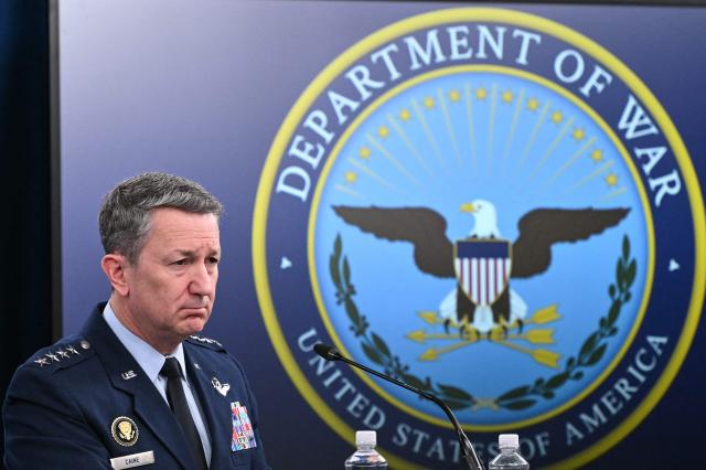Chairman of the Joint Chiefs of Staff General Dan Caine speaks during a press briefing at the Pentagon in Washington, DC, on April 8, 2026. The United States and Iran agreed to a two-week ceasefire on April 7 barely an hour before President Donald Trump's deadline to obliterate the country, triggering global relief alongside apprehension. Tehran has agreed to temporarily reopen the Strait of Hormuz, through which much of the world's oil, gas and fertiliser passes, easing concerns for the battered global economy. (Photo by Mandel NGAN / AFP)