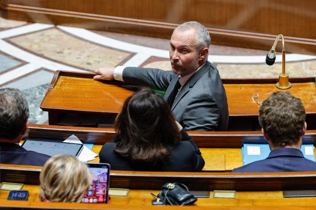 France's junior Minister in charge of parliament relations Laurent Panifous attends a session of questions to the government at The National Assembly, France's lower house of parliament in Paris on April 8, 2026. (Photo by GEOFFROY VAN DER HASSELT / AFP)