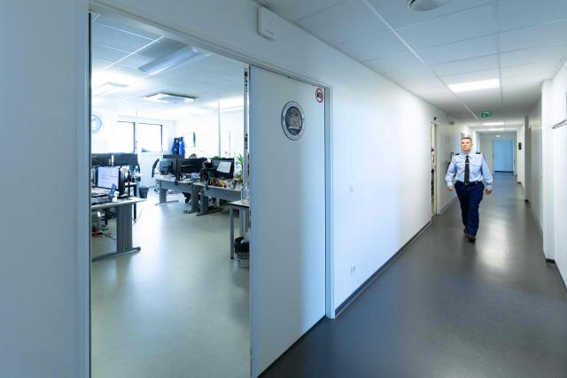 This photograph shows an investigator at the offices of the National Cyber Unit (Unite Nationale Cyber, UNCyber) of the National Gendarmerie based in Pontoise on April 7, 2026. (Photo by Joel Saget / AFP)