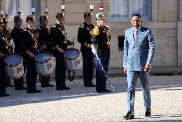President of Botswana Duma Boko arrives at the Elysee Palace for a meeting with French President in Paris on April 8, 2026. (Photo by Ludovic MARIN / AFP)