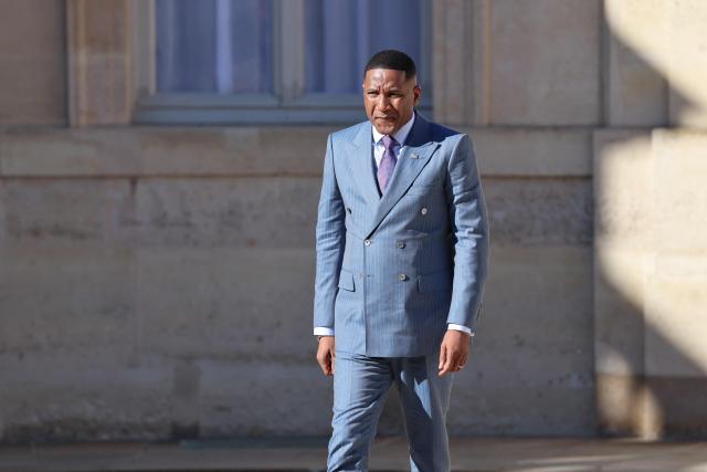 President of Botswana Duma Boko arrives at the Elysee Palace for a meeting with French President in Paris on April 8, 2026. (Photo by Ludovic MARIN / AFP)