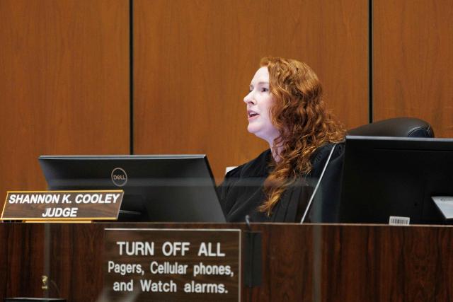 Judge Shannon K. Cooley speaks during a hearing for Ivanna Lisette Ortiz, accused of firing shots at the home of Barbadian singer Rihanna, at Clara Shortridge Foltz Criminal Justice Center in Los Angeles, on April 8, 2026. Ortiz was charged on March 10, 2026 with attempted murder after she opened fire at the sprawling estate of global megastar Rihanna in Los Angeles on March 8. (Photo by Caylo Seals / POOL / AFP)