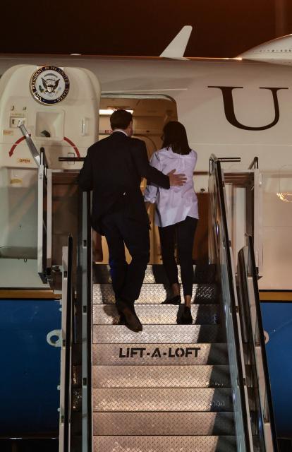US Vice President JD Vance and his wife Usha Vance board Air Force Two to return to Washington DC, after the White House announced he would be leading the US delegation in upcoming peace talks with Iran, at the Budapest Ferenc Liszt International Airport in Budapest, Hungary, on April 8, 2026. (Photo by Jonathan Ernst / AFP)