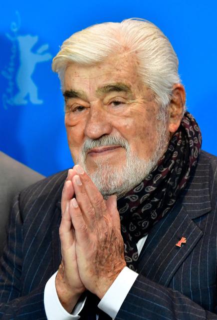 (FILES) German actor and protagonist of the film Mario Adorf poses for photographers during a photocall for the film "It Could Have Been Worse – Mario Adorf" (Es haette schlimmer kommen koennen - Mario Adorf) at the 69th Berlinale film festival on February 12, 2019 in Berlin. Actor Mario Adorf has died at the age of 95 on April 8, 2026, his longtime manager Michael Stark announced on April 9, 2026. He “passed away in his sleep in his apartment in Paris on Wednesday after a short illness,” he said. (Photo by Tobias SCHWARZ / AFP)