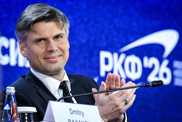 Roscosmos Russian State Space Corporation Director General Dmitry Bakanov attends a Russian Space Forum in Moscow on April 9, 2026, on the eve of the 65's annivesary of the first man in Space. Soviet cosmonaut Yuri Gagarin -  the first man in space, opened a new chapter in the history of Space exploration on April 12, 1961. (Photo by Alexander NEMENOV / AFP)