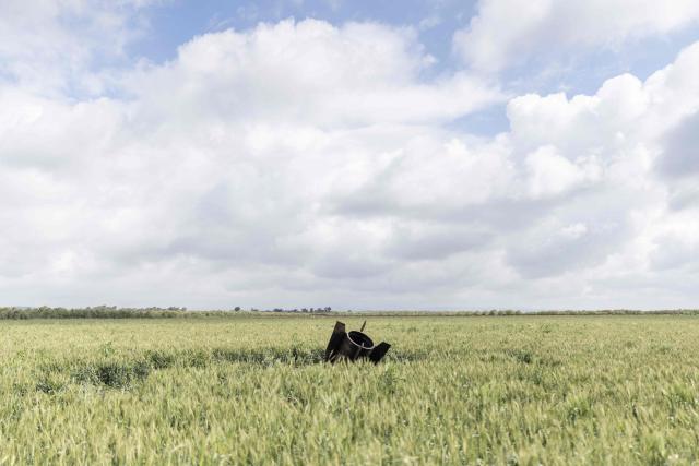 Remnats of an Iranian missile are pictured near the border between the Israeli-annexed Golan Heights and Syria on April 9, 2026. Israel vowed more strikes against Hezbollah on April 9, dismissing mounting international demands that the fragile truce between the United States and Iran in the Gulf be expanded to cover the war in Lebanon. (Photo by Ilia YEFIMOVICH / AFP)