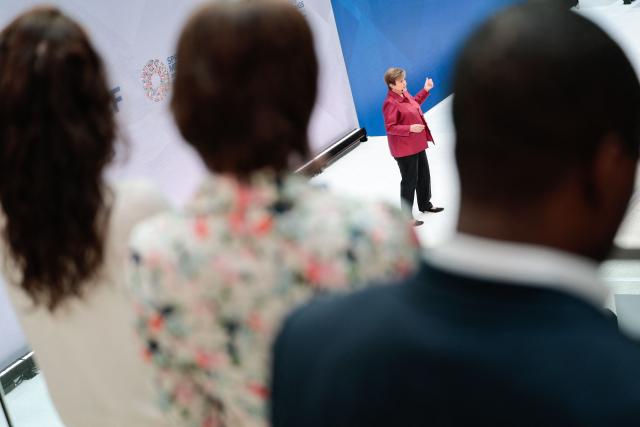International Monetary Fund (IMF) managing director Kristalina Georgieva delivers a curtain-raiser speech for the 2026 Spring Meetings at IMF headquarters in Washington, DC, on April 9, 2026. (Photo by Kent Nishimura / AFP)