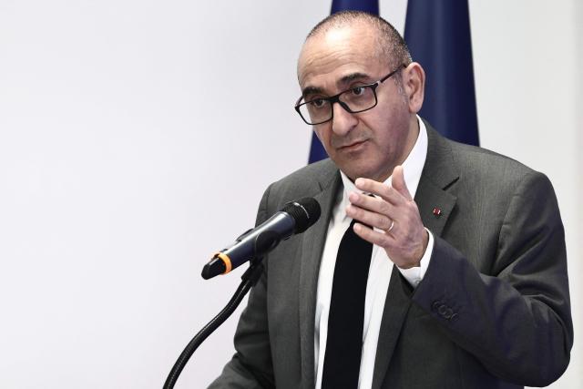 French Interior Minister Laurent Nunez speaks during a press conference at the police station of Marseille's 2nd arrondissement, in Marseille, southeastern France on April 9, 2026. Laurent Nunez officially designated the National Directorate of the Judicial Police (DNPJ) to lead the fight against organized crime, "elevated to the rank of absolute interministerial priority", during a press conference on April 9, 2026, in Marseille. To present his plan, the Minister of the Interior chose Marseille, where the DZ Mafia, a powerful criminal group dominating the drug market in the south, is based. (Photo by Thibaud MORITZ / AFP)