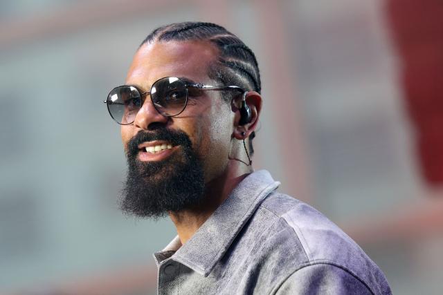 British former Boxer David Haye attends a press conference event in central London on April 9, 2026, ahead of the Tyson Fury v Arslanbek Makhmudov heavyweight boxing match on April 11. (Photo by Toby Shepheard / AFP)