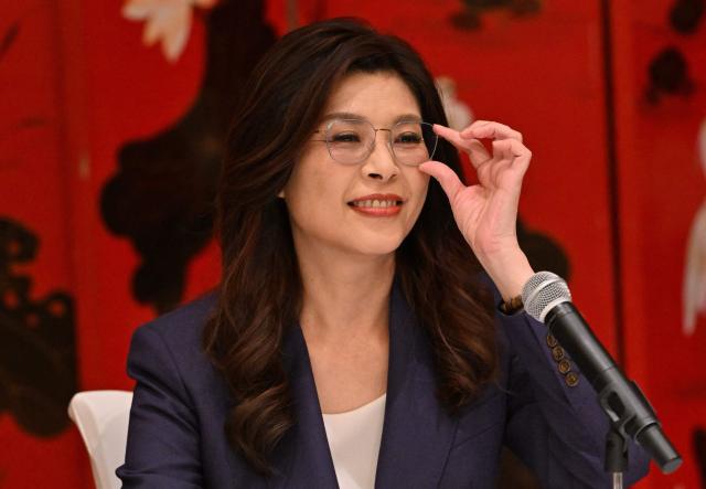 Taiwan's Kuomintang Chairperson Cheng Li-wun speaks during a press conference in Beijing on April 10, 2026. China's President Xi Jinping met Taiwan's opposition party leader Cheng Li-wun in Beijing on April 10, telling the visiting delegation he had "full confidence" that Taiwanese and Chinese people would be united. (Photo by ADEK BERRY / AFP)