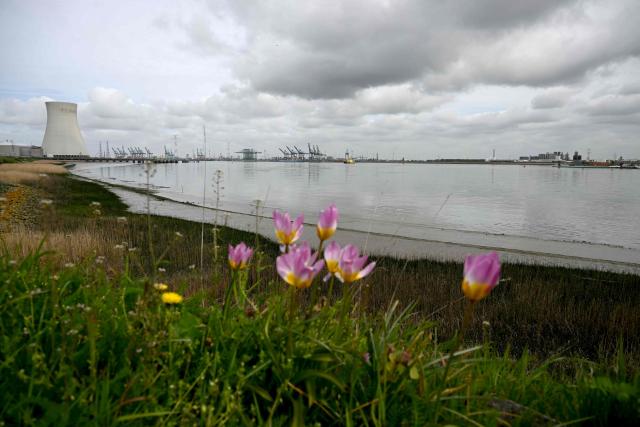 This photo shows the free of traffic entrance of Europe's second-largest port of Antwerp, northern Belgium, where shipping is largely halted following an oil spill at one of its docks, on April 10, 2026. A port statement said the spill occurred during a "bunkering operation", the process of filling a ship with fuel, in the Deurganck Dock and was "causing significant disruption" to shipping. Deurganck is one of the port's most important container docks, used by some of the largest ships in the world to load and unload goods. (Photo by NICOLAS TUCAT / AFP)