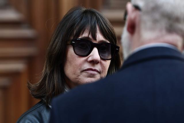 CEO of Banijay Entertainment Alexia Laroche-Joubert leaves after attending the funeral ceremony of Loana Petrucciani, the first reality TV star in France, at the cathedral of Sainte-Reparate in Nice, southeastern France where she was found dead at her home at the age of 48, on April 10, 2026. (Photo by Thibaud MORITZ / AFP)