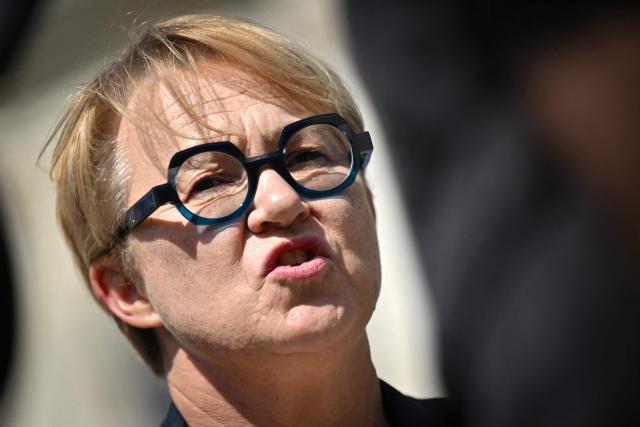 Rennes Mayor Nathalie Appere attends a lawyers' gathering in front of the Parlement of Brittany building as part of a national strike against a bill on criminal justice and respect for victims, in Rennes, western France, on April 10, 2026. (Photo by Lou BENOIST / AFP)
