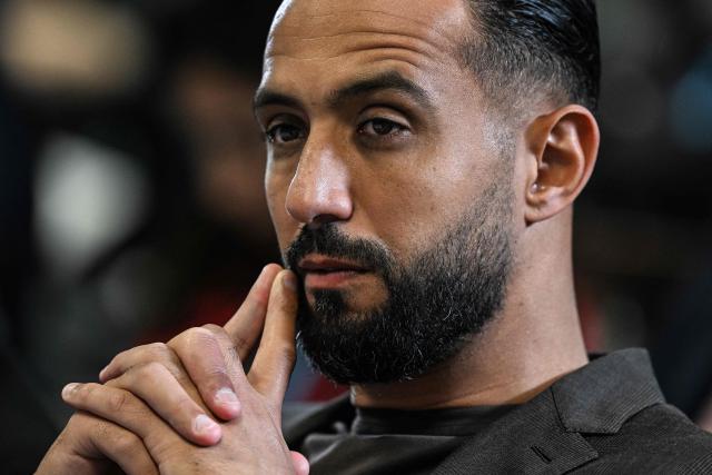 Marseille's football director Medhi Benatia attends Marseille's US owner's press conference at the Velodrome Stadium in Marseille, southeastern France, on April 10, 2026. (Photo by Gabriel BOUYS / AFP)