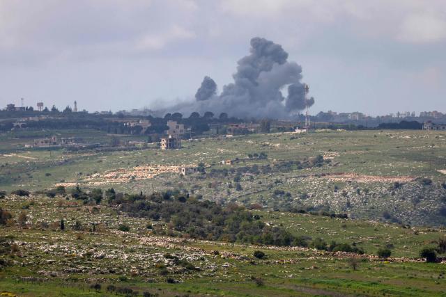 Smoke rises following Israeli strikes in southern Lebanon near the border as seen from the Upper Galilee, in northern Israel on April 10, 2026. The Israeli military said on April 10 that it had "dismantled" more than 4,300 Hezbollah sites in Lebanon since fighting with the militant group began last month. (Photo by Jalaa MAREY / AFP)