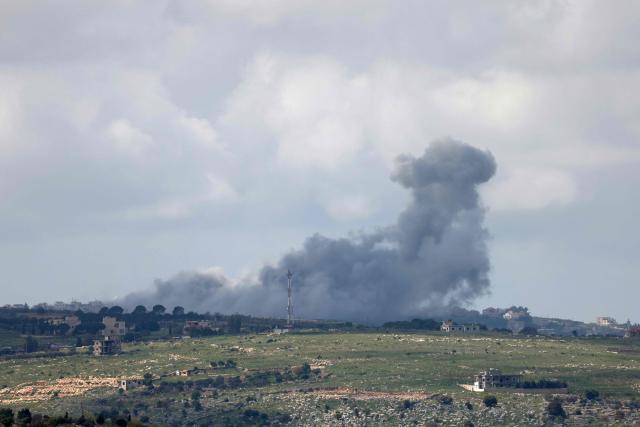 Smoke rises following Israeli strikes in southern Lebanon near the border as seen from the Upper Galilee, in northern Israel on April 10, 2026. The Israeli military said on April 10 that it had "dismantled" more than 4,300 Hezbollah sites in Lebanon since fighting with the militant group began last month. (Photo by Jalaa MAREY / AFP)