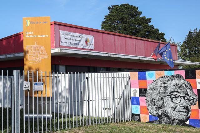 A photo shows a building in the Lycee Polyvalent Joubert - Emilien Maillard secondary school where a teenage girl was attacked with a knife by another student on the premises in Ancenis-Saint-Gereon, western France, on April 10, 2026. According to a source close to the case, a 15-year-old girl was attacked with a kitchen knife in a stairwell at the school. She suffered serious injuries to her abdomen. (Photo by FRED TANNEAU / AFP)