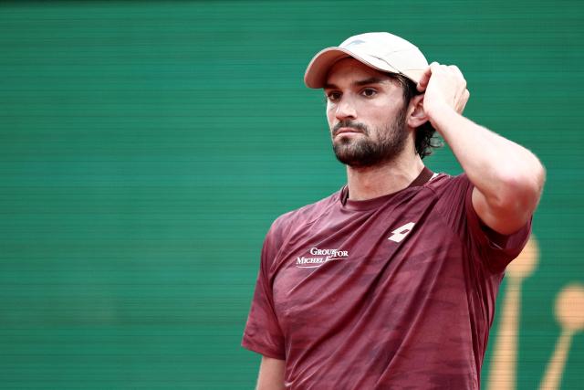 Monaco's Valentin Vacherot looks on as he plays against Australia's Alex De Minaur during the Monte Carlo ATP Masters Series Tournament quarter final tennis match on Court Rainier III at the Monte-Carlo Country Club in Roquebrune-Cap-Martin, south-eastern France on April 10, 2026. (Photo by Thibaud MORITZ / AFP)