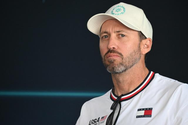 US' Taylor Canfield gestures during a press conference at the location of the Rio 2026 SailGP race in Rio de Janeiro, Brazil, on April 10, 2026. (Photo by MAURO PIMENTEL / AFP)