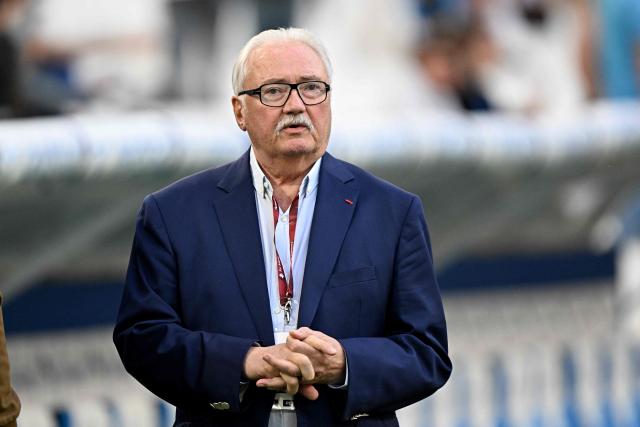 President of FC Metz Bernard Serin attends the French L1 football match between Olympique de Marseille (OM) and FC Metz at the Stade Velodrome in Marseille, southern France, on April 10, 2026. (Photo by Gabriel BOUYS / AFP)