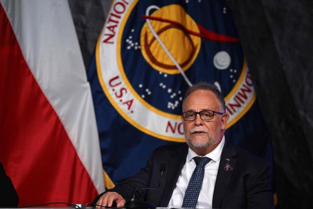 NASA's manager, exploration ground system, Shawn Quinn speaks during a press conference at Johnson Space Center in Houston, Texas, on April 10, 2026, after the Artemis II astronauts splashed down in the Pacific Ocean off the coast of California. The NASA spacecraft carrying four astronauts splashed down as planned April 10 off the California coast, capping the US space agency's successful crewed test mission around the Moon, the first such flyby in more than 50 years. Mission commander Reid Wiseman reported that the crewmembers -- himself along with Christina Koch, Victor Glover and Jeremy Hansen -- were "stable" and "green." (Photo by RONALDO SCHEMIDT / AFP)