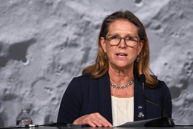 NASAs Exploration Systems Development Mission Directorate Lori Glaze speaks during a press conference at Johnson Space Center in Houston, Texas, on April 10, 2026, after the Artemis II astronauts splashed down in the Pacific Ocean off the coast of California. The NASA spacecraft carrying four astronauts splashed down as planned April 10 off the California coast, capping the US space agency's successful crewed test mission around the Moon, the first such flyby in more than 50 years. Mission commander Reid Wiseman reported that the crewmembers -- himself along with Christina Koch, Victor Glover and Jeremy Hansen -- were "stable" and "green." (Photo by RONALDO SCHEMIDT / AFP)