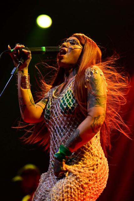 English songwriter Greentea Peng performs on stage during the Queremos music festival at the Circo Voador in Rio de Janeiro, Brazil on April 10, 2026. (Photo by Pablo PORCIUNCULA / AFP)