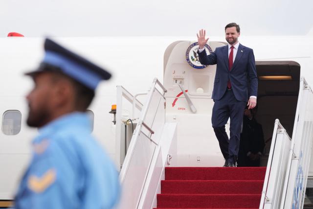 US Vice President JD Vance disembarks from Air Force Two after arriving for talks with Iranian officials in Islamabad on April 11, 2026. (Photo by Jacquelyn MARTIN / POOL / AFP)