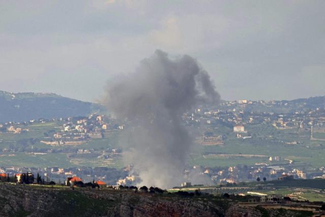 Smoke rises from the site of an Israeli airstrike on the outskirts of the southern Lebanese village of Al Taybeh on April 11, 2026. Lebanon's presidency said on April 10 that a meeting would be held with Israel in Washington next week to discuss a ceasefire in the Israel-Hezbollah war and the start of negotiations between the neighbours. (Photo by AFP)