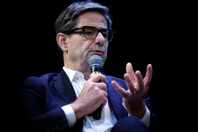General manager of the Banque Publique d’Investissement (Bpifrance) Nicolas Dufourcq speaks during a debate session of the “Grand Dйbat des Gracques” on major national issues, at the Theatre de la Cite Internationale in Paris on April 11, 2026. (Photo by Ian LANGSDON / AFP)