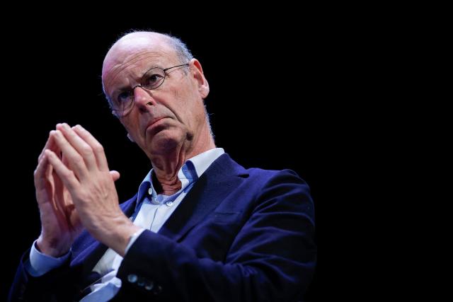 Former Minister of Economy, Finance, Industrial and Digital Sovereignty Eric Lombard attends a debate session of the “Grand Dйbat des Gracques” on major national issues, at the Theatre de la Cite Internationale in Paris on April 11, 2026. (Photo by Ian LANGSDON / AFP)