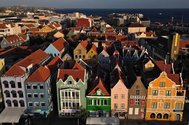 Aerial view showing the historical center in Willemstad, in the Dutch Caribbean, on April 10, 2026. (Photo by Raul ARBOLEDA / AFP)