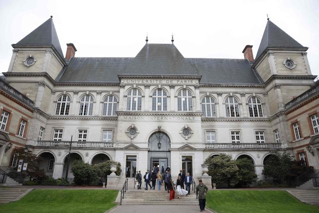 This photograph shows a general view of the Theatre de la Cite Internationale after a debate session of the "Grand Debat des Gracques" in Paris on April 11, 2026. (Photo by Ian LANGSDON / AFP)
